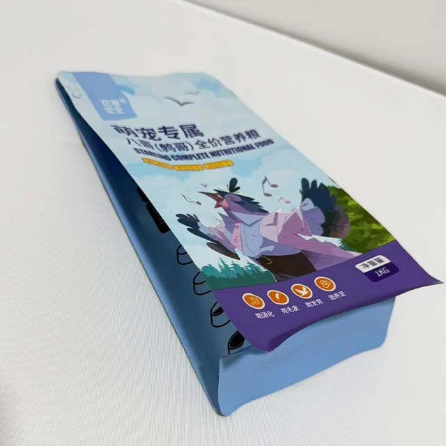 Custom Printed Pet Food Packaging Bags Myna Nutritious Food Packaging Butterfly Zipper Flat - Bottom Bags best