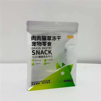 Skräddarsydda tryckta husdjurssnack Platta påsar Katt och hund Frys - Torkade förpackningspåsar Återförslutningsbara förpackningspåsar